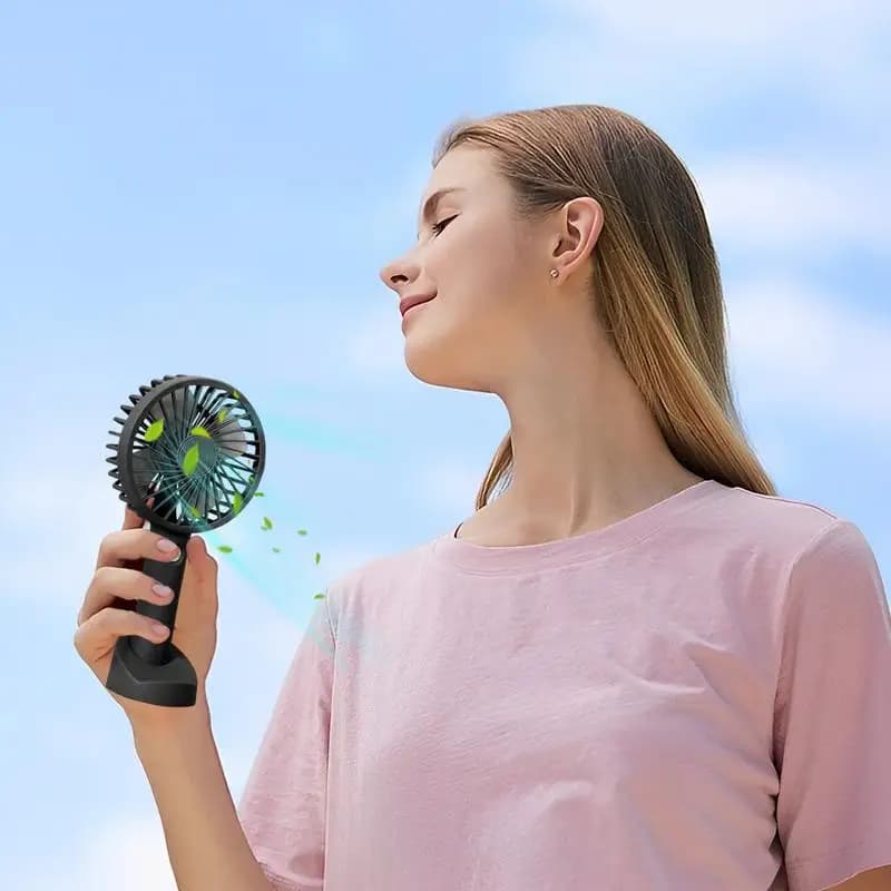 Portable Handheld Fan Desk Fan With Base Small Hand Fan For Outdoors Rechargeable Mini Cooling Fan With Three Wind Speed