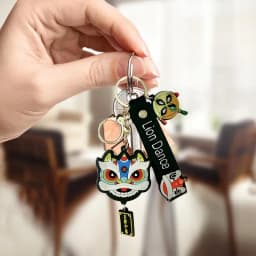 Chinese Animal Keychain Chinese Dance Lions Keyring Charm For New Year Bag Pendant Charm Decorative Car Decor Key Chain Pendant