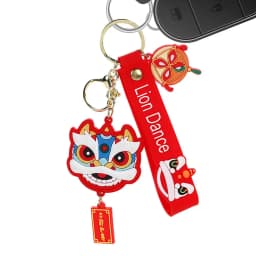 Chinese Animal Keychain Chinese Dance Lions Keyring Charm For New Year Bag Pendant Charm Decorative Car Decor Key Chain Pendant
