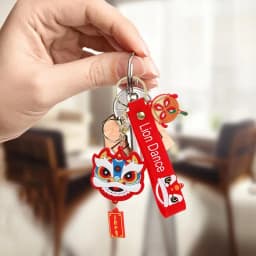 Chinese Animal Keychain Chinese Dance Lions Keyring Charm For New Year Bag Pendant Charm Decorative Car Decor Key Chain Pendant