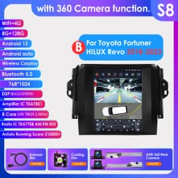 Hizpo For Tesla Style Car Radio For Toyota Fortuner HILUX Revo 2016 - 2022 Wireless CarPlay Android Auto No 2 din 2din DVD RDS