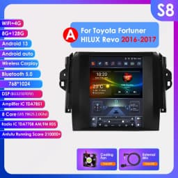 Hizpo For Tesla Style Car Radio For Toyota Fortuner HILUX Revo 2016 - 2022 Wireless CarPlay Android Auto No 2 din 2din DVD RDS