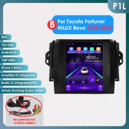 Hizpo For Tesla Style Car Radio For Toyota Fortuner HILUX Revo 2016 - 2022 Wireless CarPlay Android Auto No 2 din 2din DVD RDS