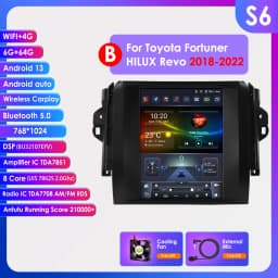Hizpo For Tesla Style Car Radio For Toyota Fortuner HILUX Revo 2016 - 2022 Wireless CarPlay Android Auto No 2 din 2din DVD RDS