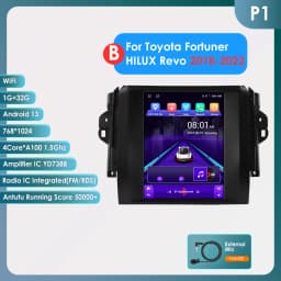 Hizpo For Tesla Style Car Radio For Toyota Fortuner HILUX Revo 2016 - 2022 Wireless CarPlay Android Auto No 2 din 2din DVD RDS