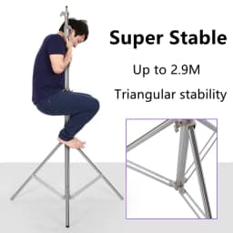 2.8m Stainless Steel Light Stand Spring Cushioned Heavy Duty Tripod Stand Speedlight Strobe Light Softbox Umbrella Aluminum Allo