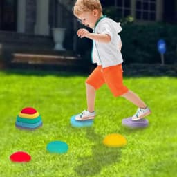 Stackable Stepping Stones Obstacle Course For Kids Anti-slip Texture Balance Stones Stackable Colored Stones Sensory Play Toy