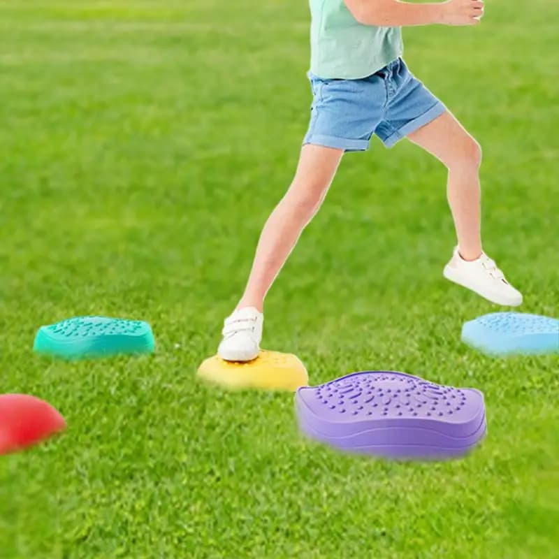 Stackable Stepping Stones Obstacle Course For Kids Anti-slip Texture Balance Stones Stackable Colored Stones Sensory Play Toy