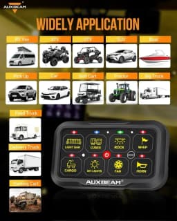 AUXBEAM AR-820 RGB 8 Gangs Switch Panel Built-in bluetooth APP Control Memory Function LEDs Electronic On-Off Switch Panel