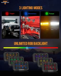 AUXBEAM AR-820 RGB 8 Gangs Switch Panel Built-in bluetooth APP Control Memory Function LEDs Electronic On-Off Switch Panel