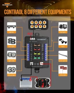 AUXBEAM AR-820 RGB 8 Gangs Switch Panel Built-in bluetooth APP Control Memory Function LEDs Electronic On-Off Switch Panel