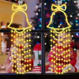 Christmas Window Hangable Lights Christmas Bell Curtains Lights Hangable Christmas Window Lights Decorations With 8 Modes