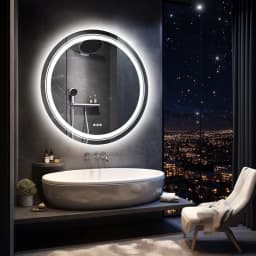 900mm LED Round Dimmable 3 Colors Smart Touch Anti-Fog Mirror with Memory Function Backlit Front Large Wall Mounted LED Mirrors