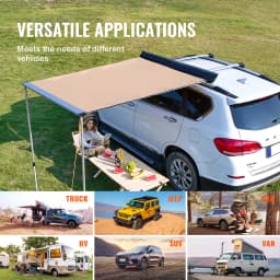 SucceBuy Vehicle Awning  Retractable Car Side Awning Car Awning with Waterproof Storage Bag  Suitable for Truck SUV Van Campers