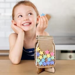 1piece-Kids Reward Jar With Star dinosaur Classroom Classroom Reward Jar with Standing Base Chore Chart Gifts For Kids Birthday