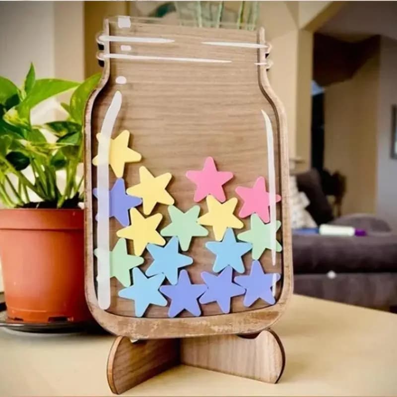 1piece-Kids Reward Jar With Star dinosaur Classroom Classroom Reward Jar with Standing Base Chore Chart Gifts For Kids Birthday