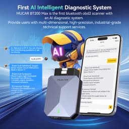 MUCAR BT200 MAX CAN FD OBD2 Scanner 15 Resets AI Car Diagnostic Tools All System Auto Scan Bi-Directional Control Free Update