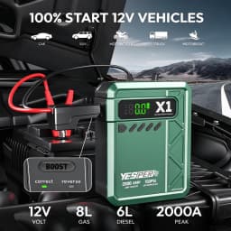 YESPER X1 2000A Jump Starter 12000mAh Power Bank 150PSI Air Compressor Inflator Car Battery Emergency Boosters Starting Device