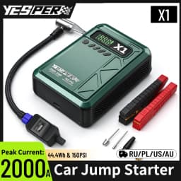YESPER X1 2000A Jump Starter 12000mAh Power Bank 150PSI Air Compressor Inflator Car Battery Emergency Boosters Starting Device