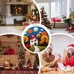 Needle Point Kits Adults Beginner Christmas Tree Snowman Hedgehog Felting Kit Felting Supplies Christmas Handmade Kit Needle