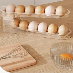 Automatic Egg Rolling Dispenser Clear Egg Roller Fridge Holder With 2-Layer Egg Organizer Egg Storage Box Roll Down Egg
