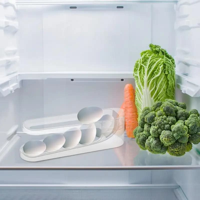 Automatic Egg Rolling Dispenser Clear Egg Roller Fridge Holder With 2-Layer Egg Organizer Egg Storage Box Roll Down Egg