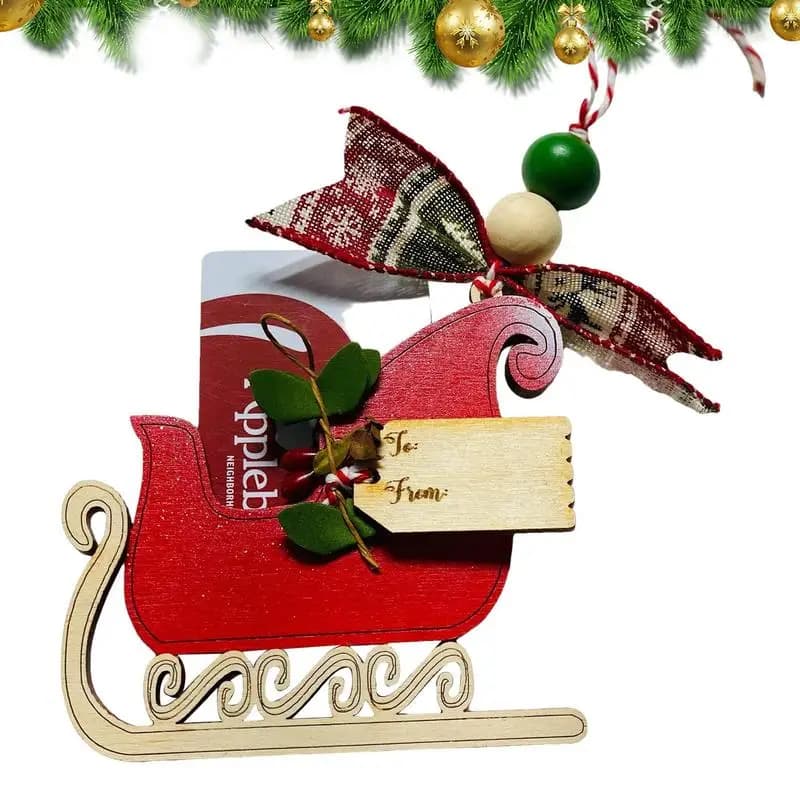 Christmas Ornament Wooden Cards Money Holders Desktop Hangings Christmas Tree Pendant For Family Friends New Year Hanger Decor