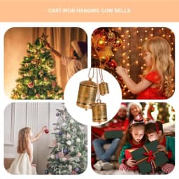 Christmas Cow Bells 3 Bells Cluster Wall Hang Decor Harmony Bells Handmade Lucky Christmas Hang Bells On Rope For Decoration