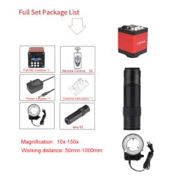 Zoom 150X Full HD Camera VGA/HDMI Port Industrial Microscope CCD Camera Adjustable Metal Stand For PCB Soldering Phone Repair