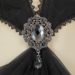 MEOWCOS Women's Gothic Elf Style Cosplay Costume Elf Lingerie Black Bodysuit with Sleeves and Necklace for Halloween Gift