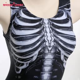 Woman Dark Gothic White Skeleton One-Piece Zentai Bodysuit Swimming Suit Bathing Suit Beach Swimsuit Outfit Cosplay Costume