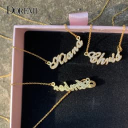 DOREMI Custom Name Necklace Crystal Pendant Chain Zircon Letter Necklace for Mom Women