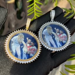 Bubble Letter Medallion Necklace for Men Iced Out Picture Pendant Personalized Real Gold Plated Custom Hip Hop Jewelry