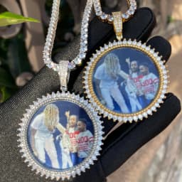 Bubble Letter Medallion Necklace for Men Iced Out Picture Pendant Personalized Real Gold Plated Custom Hip Hop Jewelry