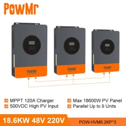 PowMr 18.6KW Hybrid Solar Inverter 48V 220V 380V 3 Phase Inverter On Off Grid with MPPT 120A Solar Charger Parallel Up to 9 Unit