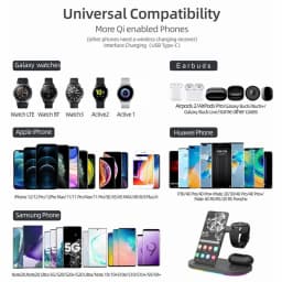15W Wireless Chargers Stand Fast Charging Station for Samsung Z Fold3 Z Flip3 S21 S20 S10 Galaxy Watch 5 4 3 Active 2 S3 S4 Buds