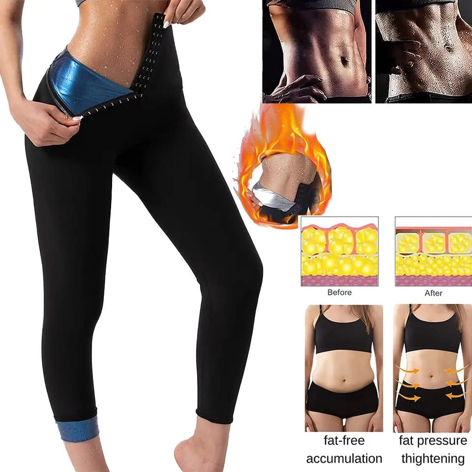 Sauna Sweat High Waisted Leggings Full Long Pants Workout Suit Waist Trainer Body Shaper Sweatsuit Exercise Fitness Yoga Women