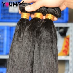 Yaki Human Hair Bundles Italy Light Yaki Straight Hair Bundles With Closure Remy Hair Clip In Human Hair Extensions Yaki Youmay