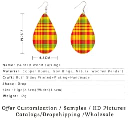SOMESOOR African Fabric Print Wooden Drop Earrings Martinique Ethnic Art Afro Bohemain Geometric Dangle Jewelry For Women Gift