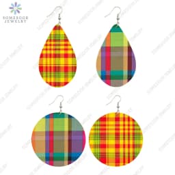 SOMESOOR African Fabric Print Wooden Drop Earrings Martinique Ethnic Art Afro Bohemain Geometric Dangle Jewelry For Women Gift