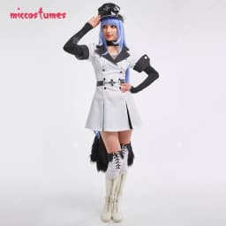 Women's Esdeath Cosplay Costume Uniform Dress with Belt Hat Stockings