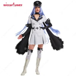 Women's Esdeath Cosplay Costume Uniform Dress with Belt Hat Stockings