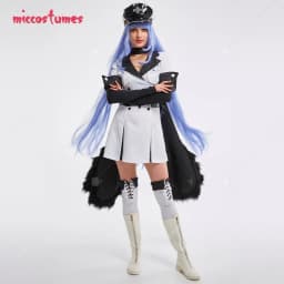 Women's Esdeath Cosplay Costume Uniform Dress with Belt Hat Stockings