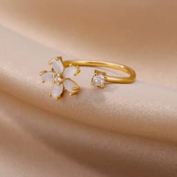 Opal Daisy Flower Rings for Women Opening Adjustable Gold Color Stainless Steel Ring Wedding Anillos Aesthetic Jewelry Gift