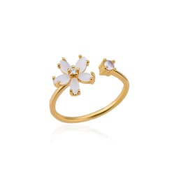 Opal Daisy Flower Rings for Women Opening Adjustable Gold Color Stainless Steel Ring Wedding Anillos Aesthetic Jewelry Gift