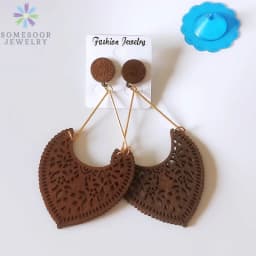 SOMESOOR African Drop Wooden Earrings For Women Gifts Afrocentric Ethnic Wood Stub Ear Dangle Engraved Pendant Bohemian Jewelry