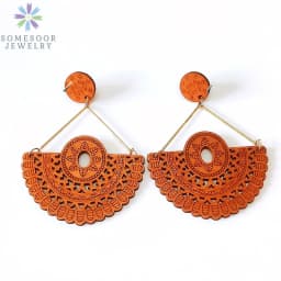 SOMESOOR African Drop Wooden Earrings For Women Gifts Afrocentric Ethnic Wood Stub Ear Dangle Engraved Pendant Bohemian Jewelry