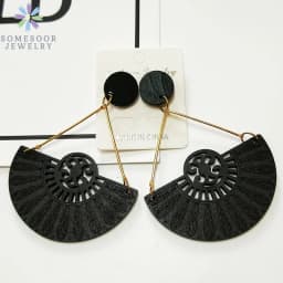 SOMESOOR African Drop Wooden Earrings For Women Gifts Afrocentric Ethnic Wood Stub Ear Dangle Engraved Pendant Bohemian Jewelry