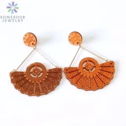 SOMESOOR African Drop Wooden Earrings For Women Gifts Afrocentric Ethnic Wood Stub Ear Dangle Engraved Pendant Bohemian Jewelry