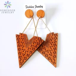 SOMESOOR African Drop Wooden Earrings For Women Gifts Afrocentric Ethnic Wood Stub Ear Dangle Engraved Pendant Bohemian Jewelry